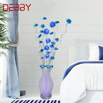 Торшер DEBBY Nordic Blue Современное Искусство Гостиная Спальня Отель Алюминиевая Проволока Светодиодная Оригинальность Цветок Декоративный Свет