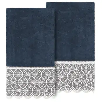 Традиционный / современный комплект хлопчатобумажных банных полотенец из 2 предметов, синий