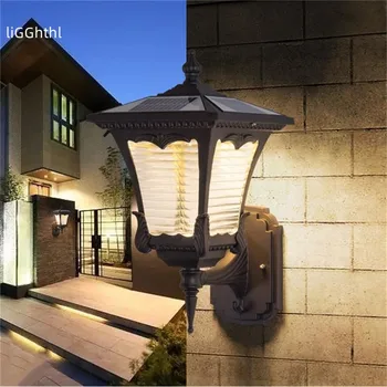 Уличный Солнечный Настенный светильник, Современный Водонепроницаемый светодиодный настенный светильник для патио, для крыльца, балкона, внутреннего двора, Прохода Виллы
