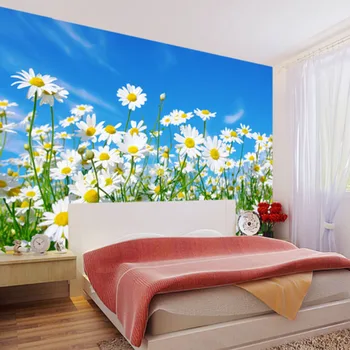Фотообои на заказ, 3D Роспись цветов маргаритки, Спальня, гостиная, Фоновое оформление телевизора, Современные большие настенные фрески из нетканого материала