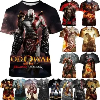 Футболка с принтом God of War 3D Kratos, Лидер Продаж, Мужская Футболка с Крутым Дизайном, Боевые Футболки с короткими рукавами И Круглым вырезом, Женская Одежда