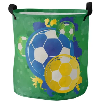Футбольная Зеленая Граффити, Спортивная Складная корзина для белья, Вместительный водонепроницаемый органайзер для хранения одежды, сумка для хранения детских игрушек.