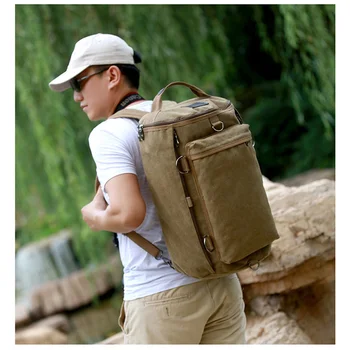 Холщовый рюкзак, Мужская многофункциональная дорожная сумка, школьный ранец большой емкости, Походная переносная сумка через плечо