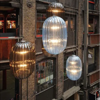 Художественная светодиодная люстра, подвесной светильник, декор комнаты, Скандинавское простое полосатое стекло, постмодернистский ресторан, бар, Лофт, Одиночный подвесной