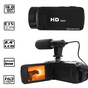 Цифровая видеокамера HD 1080P, видеокамера с микрофоном, фотография 16 миллионов пикселей, профессиональная фотокамера для блогера YouTube