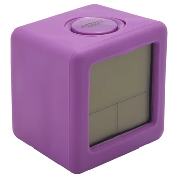 Цифровой будильник с функцией повтора, светодиодный ночник для спальни, маленький письменный стол, прикроватные дорожные часы, отображающие время и дату, фиолетовый