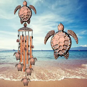 Черепаший колокольчик, декор в виде черепахи для дома в саду на открытом воздухе, пляжные колокольчики для улицы с S-образным крючком