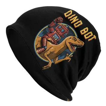 Шапки-бини с динозавром, уличные кепки Dino Bot, мужская Женская вязаная шапка Kpop, осень-зима, теплые шапки-бини на заказ,