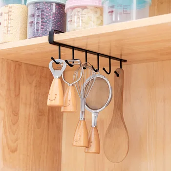 Шесть крючков Кухонный шкаф Бесшовный крючок без перфорации Бесследный крючок Вешалка для хранения ткани в шкафу Многофункциональная вешалка для шкафа